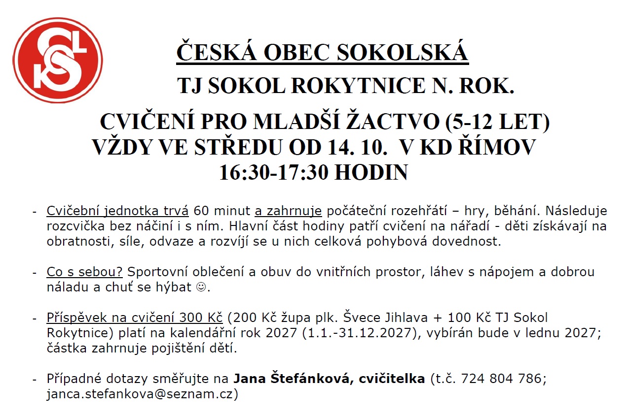 Cvičení TJ Sokol Rokytnice