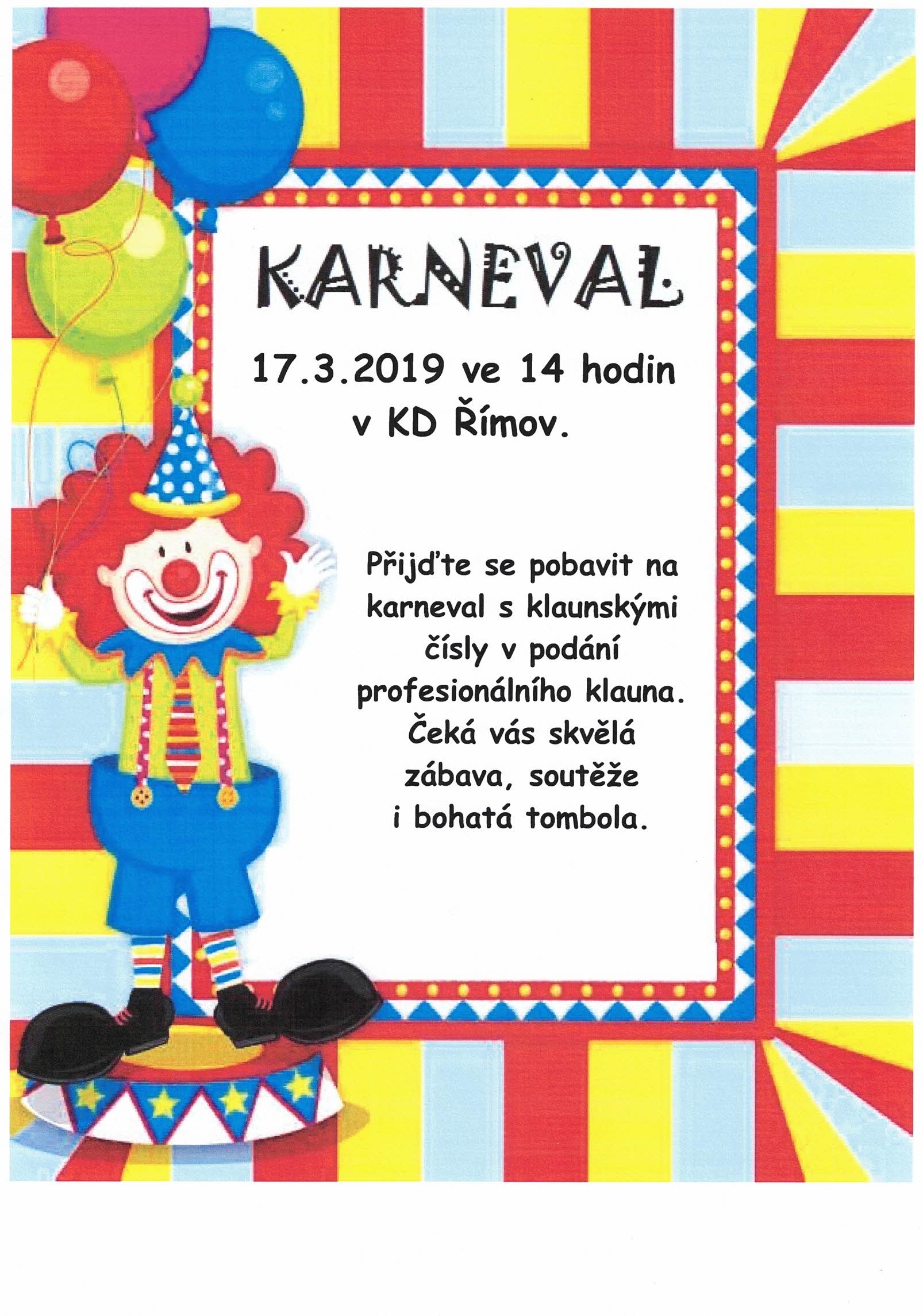 Dětský karneval 2019 plakát
