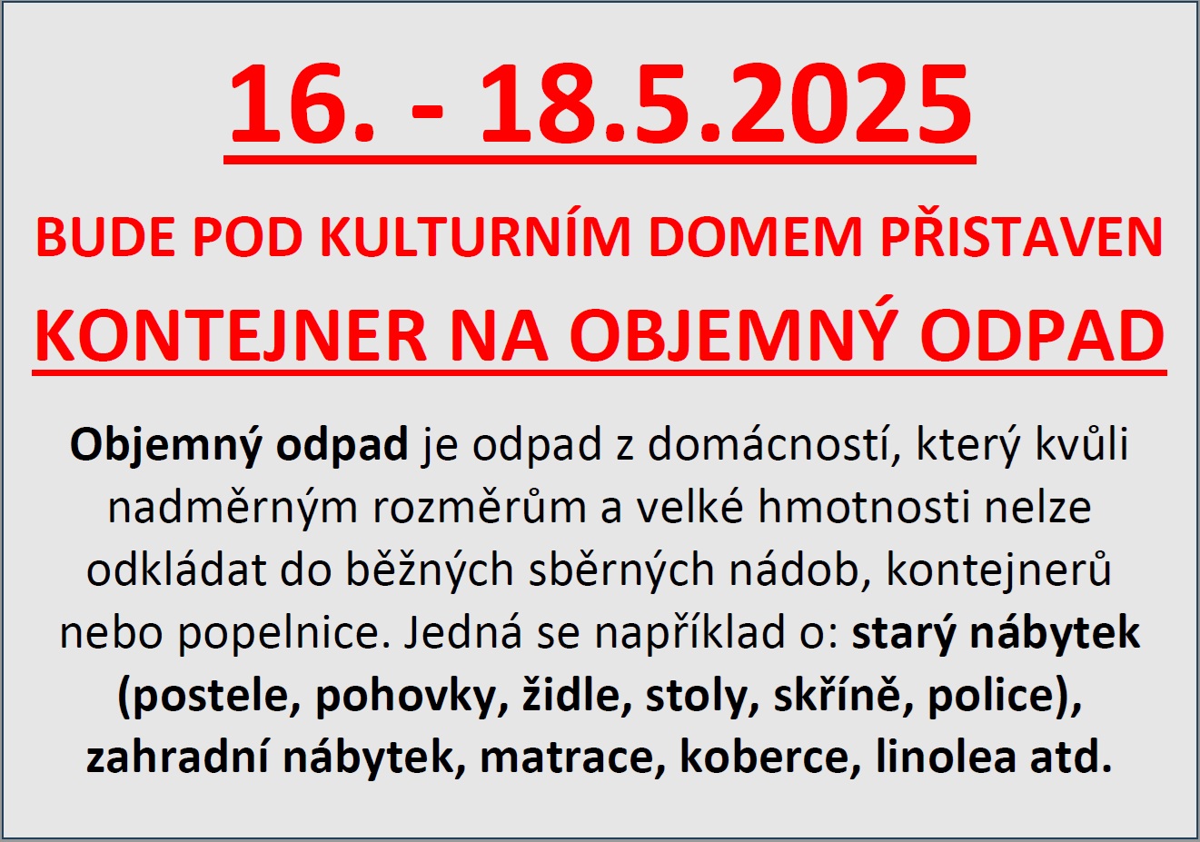 SVOZ OBJEMNÉHO ODPADU květen 2025