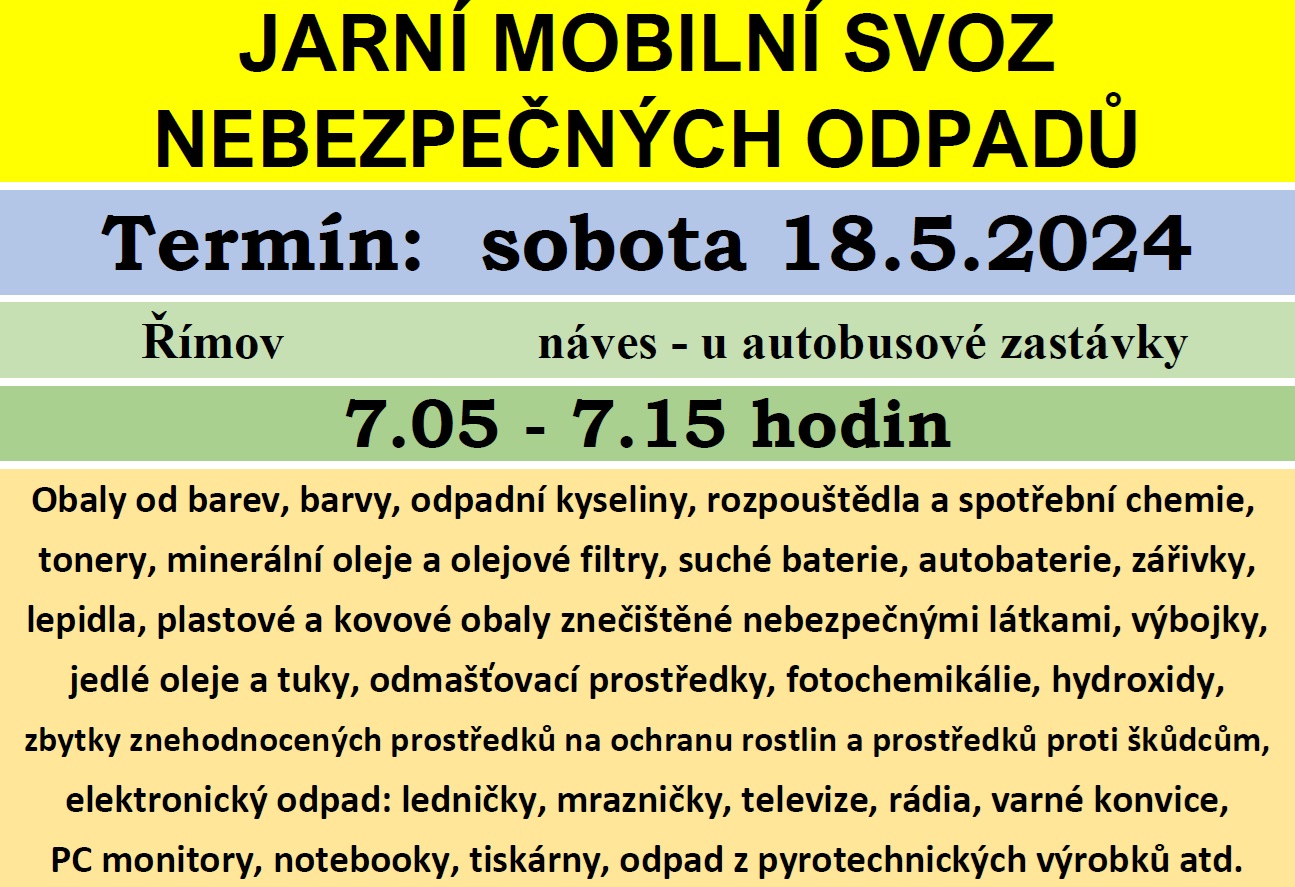 svoz nebezpečných odpadů květen 2024