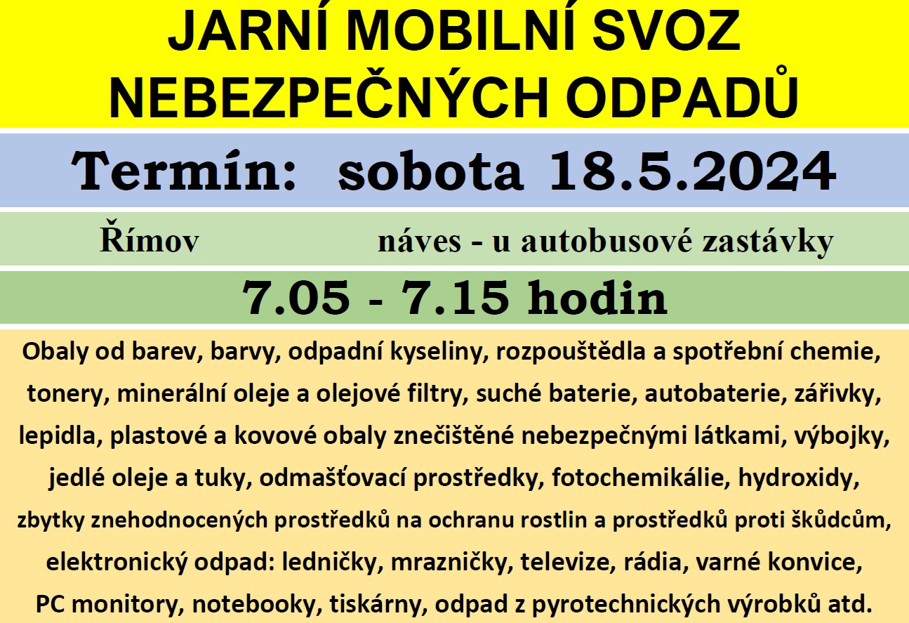 svoz nebezpečných odpadů květen 2024