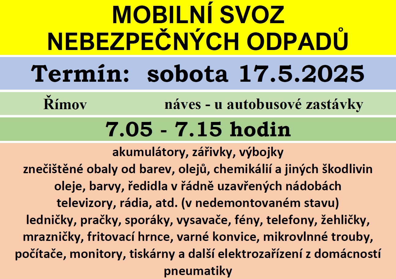 svoz nebezpečných odpadů květen 2025