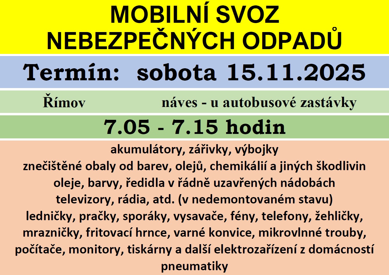 svoz nebezpečných odpadů listopad 2025