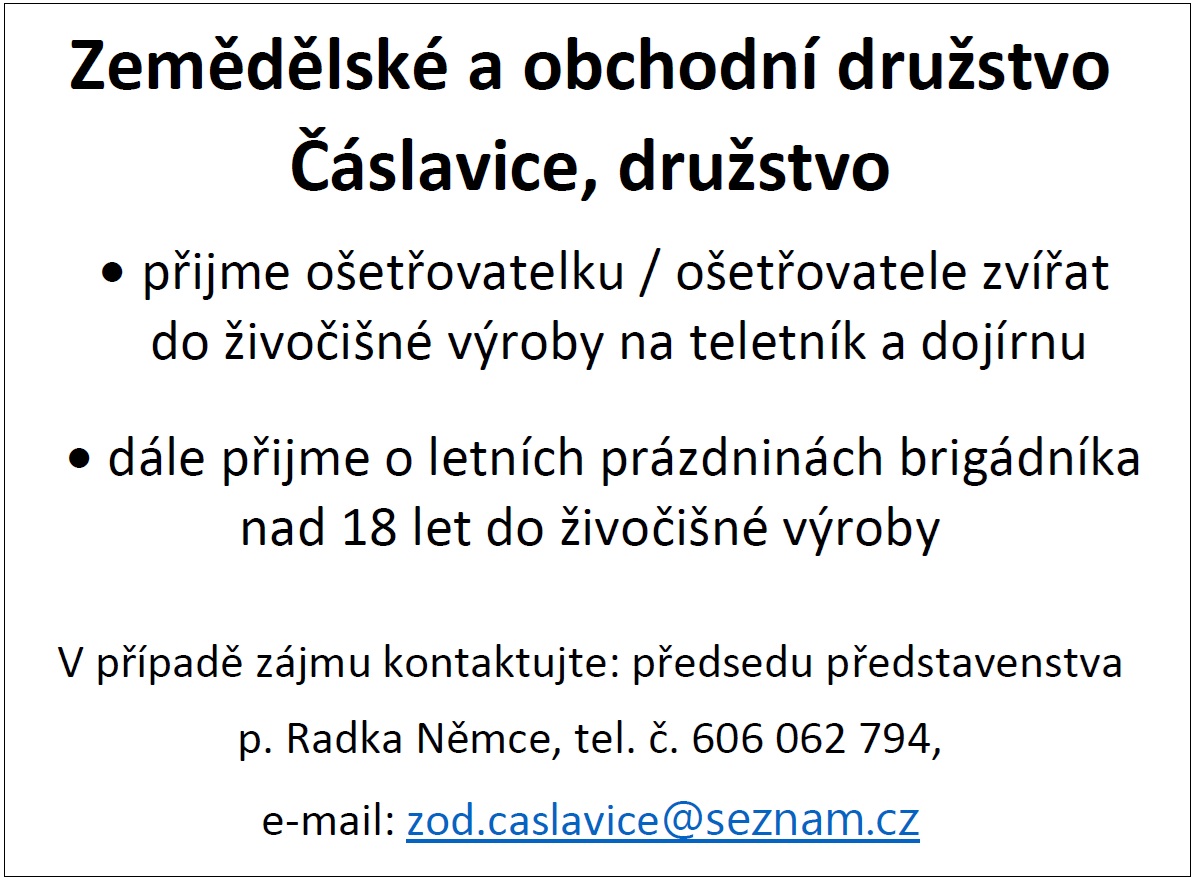 zod čáslavice volné místobrigáda